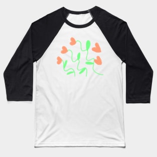 Orange green heart watercolor art Baseball T-Shirt